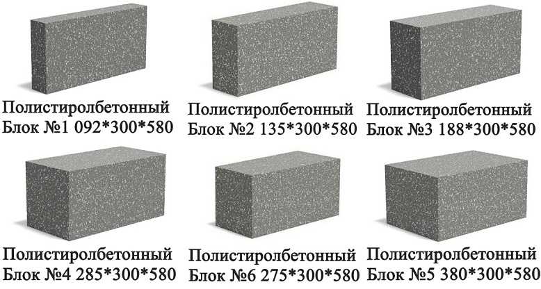 Типовые размеры пенополистирольных блоков