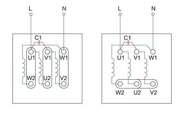 Схемы подключения электродвигателя к электропитанию