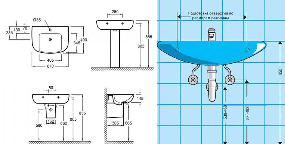 Высота установки раковины в ванной от пола, правила и стандарты установки смесителя и ванны
