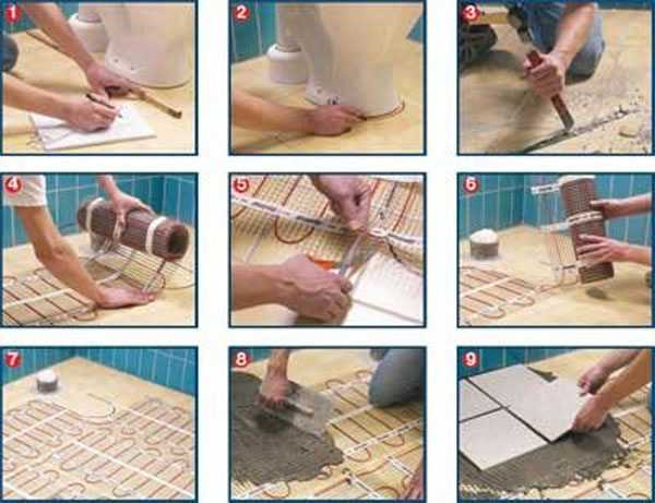 Как уложить теплый пол под плитку: правильный монтаж нагревательного мата