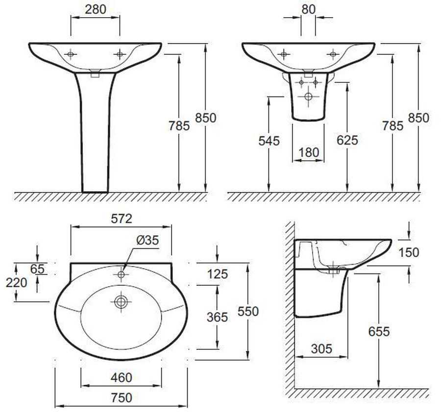 Высота установки раковины в ванной: стандарты и удобство