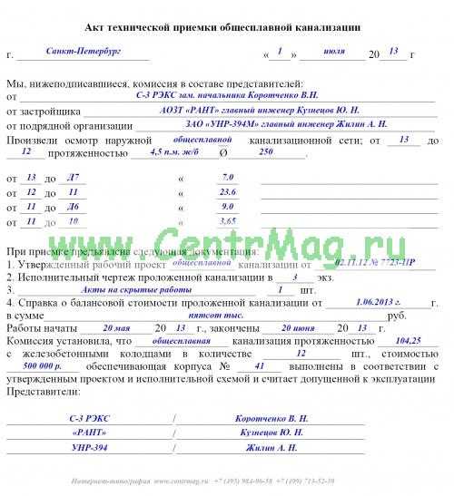 Акт пролива канализации бланк - ремонт и стройка от stroi-sia.ru
